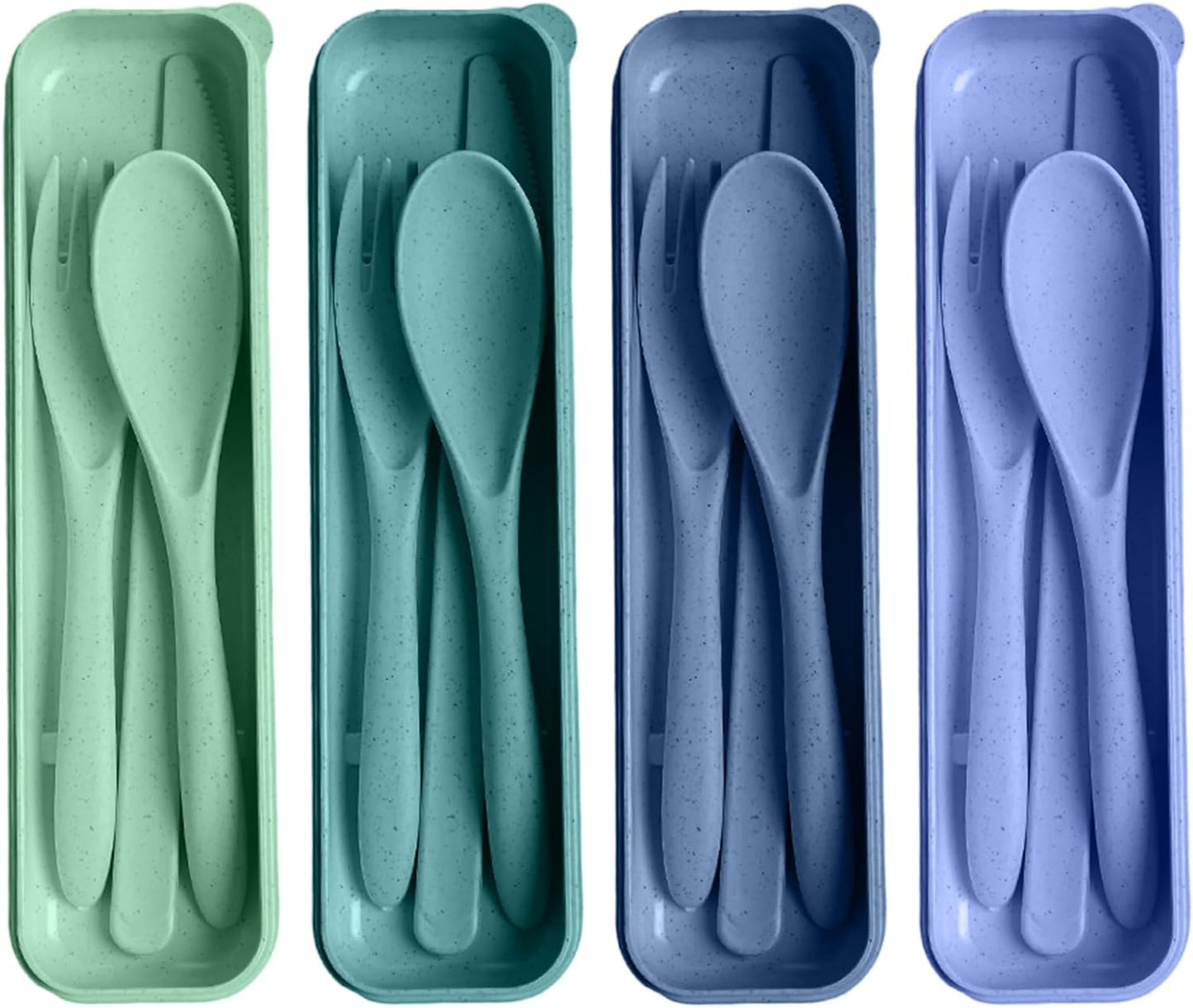 Pink Utensil set Travel Silverware with Case, 2 Sets Reusable Utensils Set with Case, Wheat Straw Utensils for Lunch Box Accessories, Camping Utensils for Work Lunch or Daily Use (Pink)