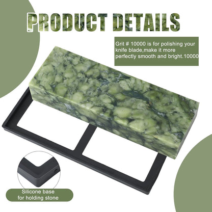 Knife Sharpening Stone, 10000 Grit Whetstone Knife Sharpener Final Fine Polishing Natural Green Honing Oilstone for Knives Tools, Cutting Tools, 180 x 60 x 30 mm