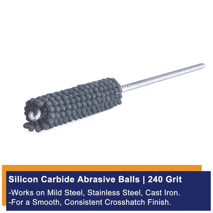 Garhgi 0.177" (4.5mm) Cylinder Hone Brush, 240 Grit Silicon Carbide Abrasive Nylon Spheres for Metal Stainless Steel Cast Iron Deburring Deglazing Surface Finishing Small Diameters