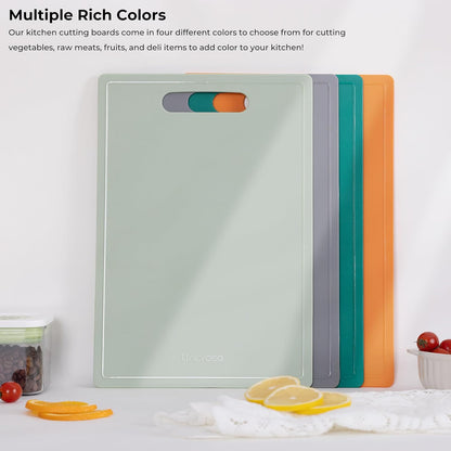 Linoroso Flexible Kitchen Cutting Board - Made from BPA Free Material - Cutting Mark Prevention, 10x14 Inches, Non-Slip Design - Easy-Care Kitchen Essential, Orange