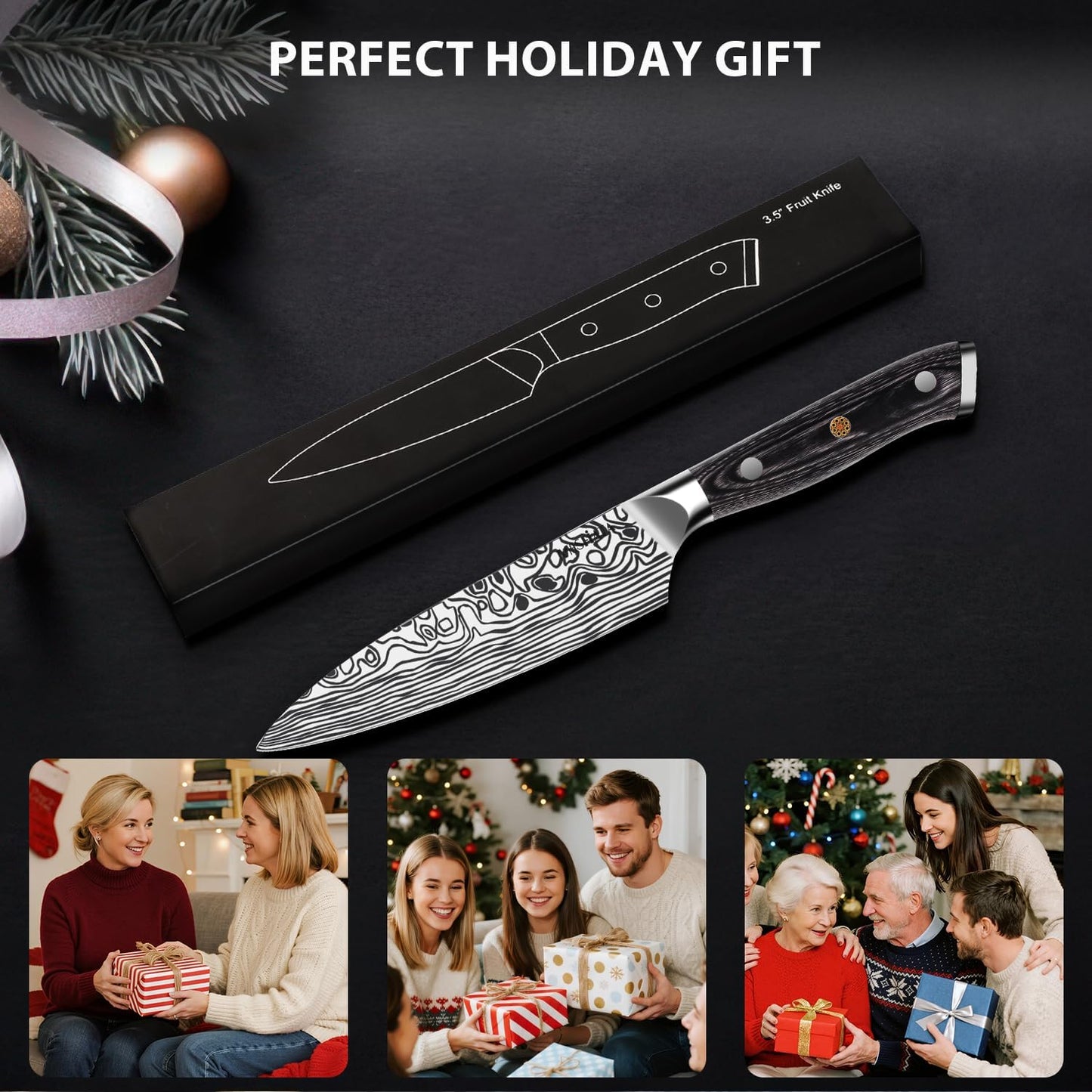 MOSFiATA 8" Super Sharp Professional Chef's Knife with Finger Guard and Knife Sharpener, German High Carbon Stainless Steel EN1.4116 with Micarta Handle and Gift Box