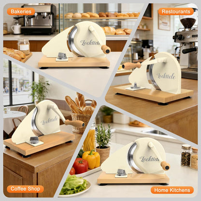 Upgrade Manual Bread Slicer for Homemade Sourdough - Adjustable Thickness & Evenly Slice, Bread Slicer with Scale Lines, Hand Crank, Suction Cups and Bread Guide for Sandwiches, Toast, Bagel, Baguette