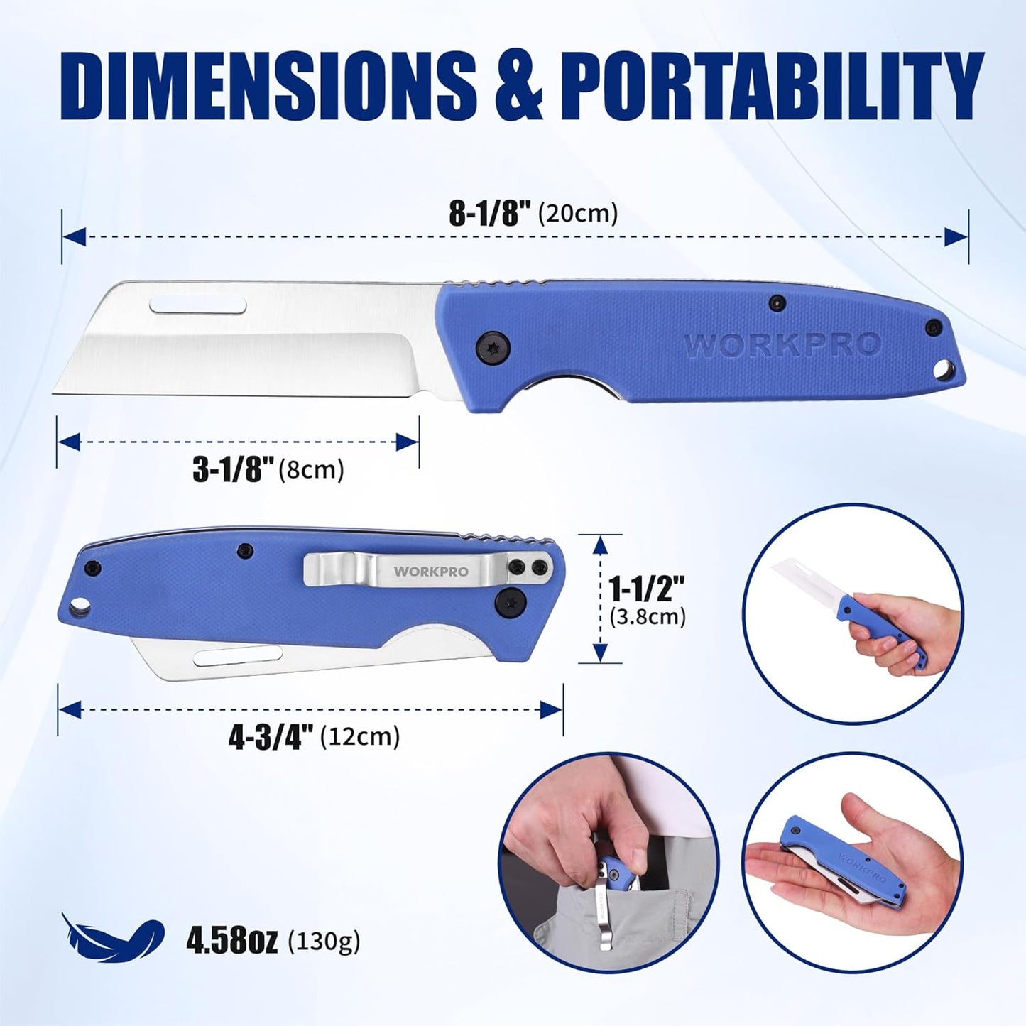 WORKPRO Utility Knife, Electrician and Folding Pocket Knife with 3" Hawk Bill Blade for lineman Cable Skinning