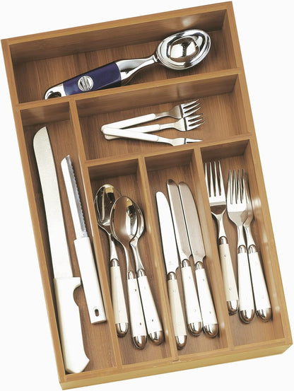Lipper International 8876 Bamboo Wood Flatware Organizer, 5 Compartments, 10 1/2" x 14" x 2"
