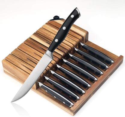 Alata 8-Piece Steak Knives Set, 4.7 Inch with Serrated Edge Razor-Sharp Dinner Knives, Full-Tang Construction