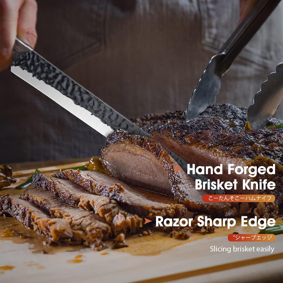ROCOCO Hand Forged Meat Cleaver Sharp Butcher Knife for Meat Cutting Vegetable Cleaver with Sheath for Home Kitchen Outdoor Camping BBQ Father Mother Gift Idea Men
