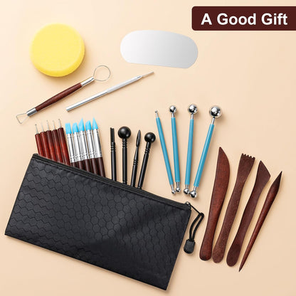 Amrules Clay Tools Kit, 12 PCS Polymer Clay Cutter Tools, Rectangle Shape Acrylic Press Board and Roller Pin Supplies Suitable for Shaping, Carving, Pottery Craft and DIY Projects