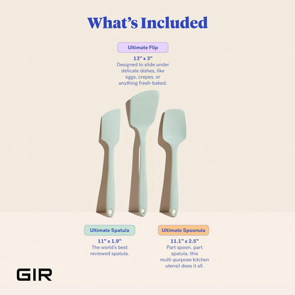 GIR: Get It Right 5 Piece Silicone Ultimate Kitchen Utensils Set - Ladle, Spatula, Flip, Spoon & Spoonula - Non-Toxic Cooking Utensils for Nonstick Cookware, Cooking and Baking - Red