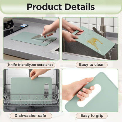 Ziliny 3 Pcs Flexible Small Cutting Boards for Small Kitchen, Thin Plastic Cutting Board Set with Easy Grip Handle, Space Saving Colorful Boards for Apartment, Rv, Meat, Vegetables