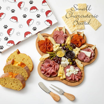 Ziliny Dog Paw Charcuterie Board Gift Set with Knives, Paw Print Cutting Cheese Board Dog Lovers Gifts for Women Acacia Wooden Puppy Platter for Christmas Housewarming Pet Lover Kitchen