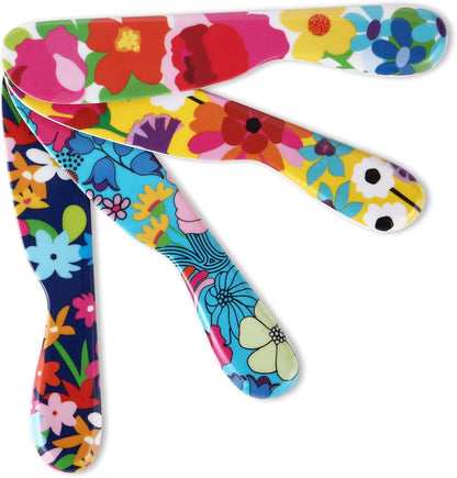 French Bull 6" Melamine Butter Spreader 4-Piece Set - Fun Vibrant Colorful Knives for Cream Cheese, Jam, Jelly, Mayo, Frosting, Sandwich-Shatterproof BPA Free Dishwasher Safe, 6-inch, Garden Florals