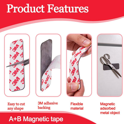 16Pack Magnetic Strip, Magnetic Tape with Adhesive Backing, Magnet Strips Heavy Duty (3" X 1") Strong Adhesive Magnetic Strips for DIY, Fridge, Whiteboard, Crafts, Signs, Cabinet（Right Angle）