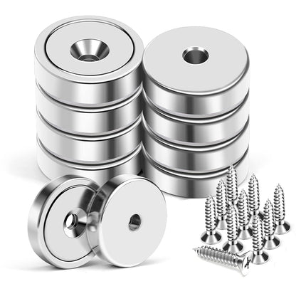 MIKEDE 12 Pack Neodymium Bar Magnets, 70LB Strong Rare Earth Mounting Magnet Heavy Duty, Rectangular Magnet with Countersunk Hole and Steel Capsule, Magnets Strips for Home, Garage - 2.36x0.53x0.2in
