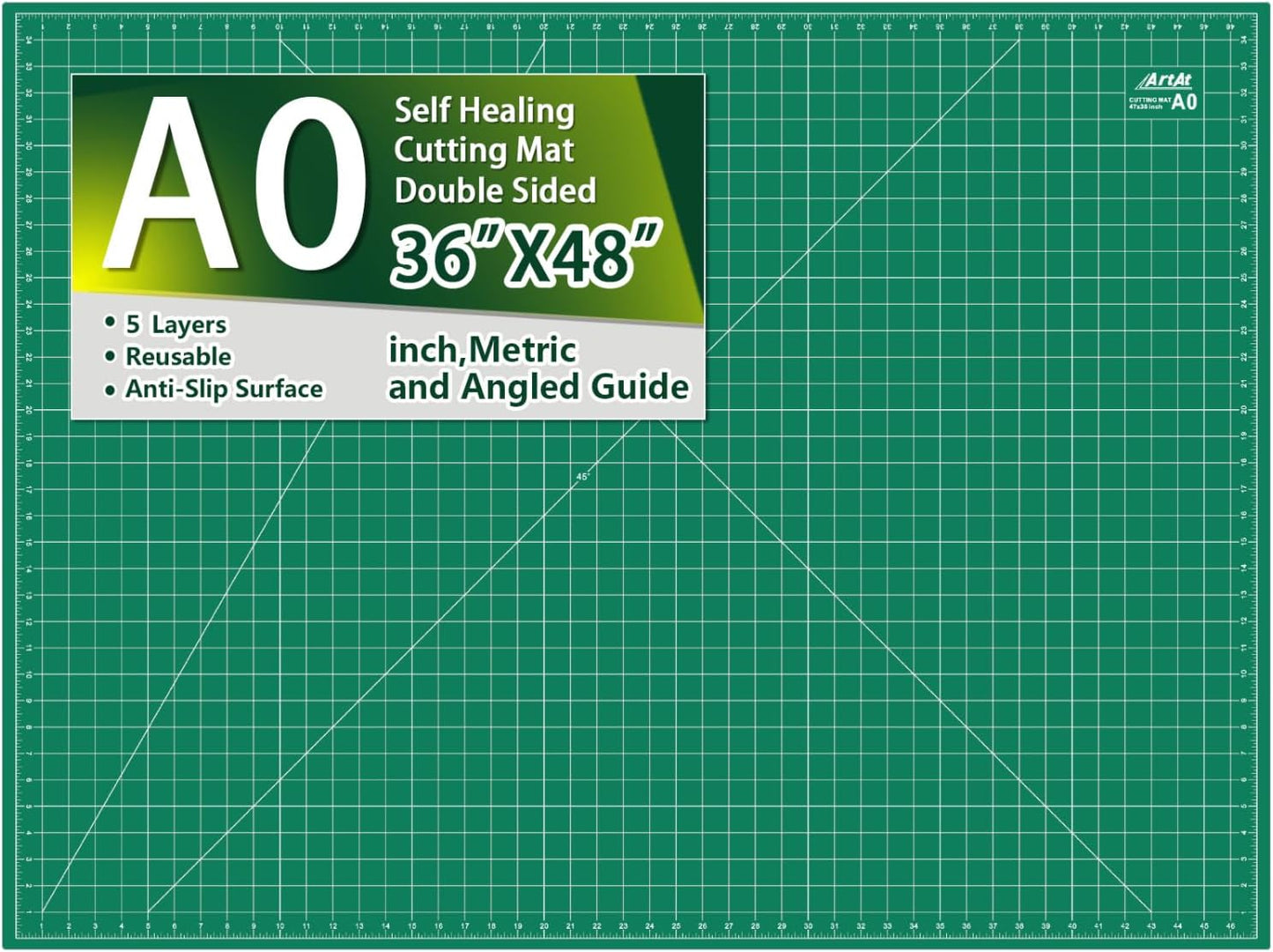 ArtAt Self Healing Cutting Mat: 12″x 18″ Black-Gray Eco-Craft Cutting Mat - 5-Layer Durable Anti-Blade-Wear Material for All Your Crafting Needs