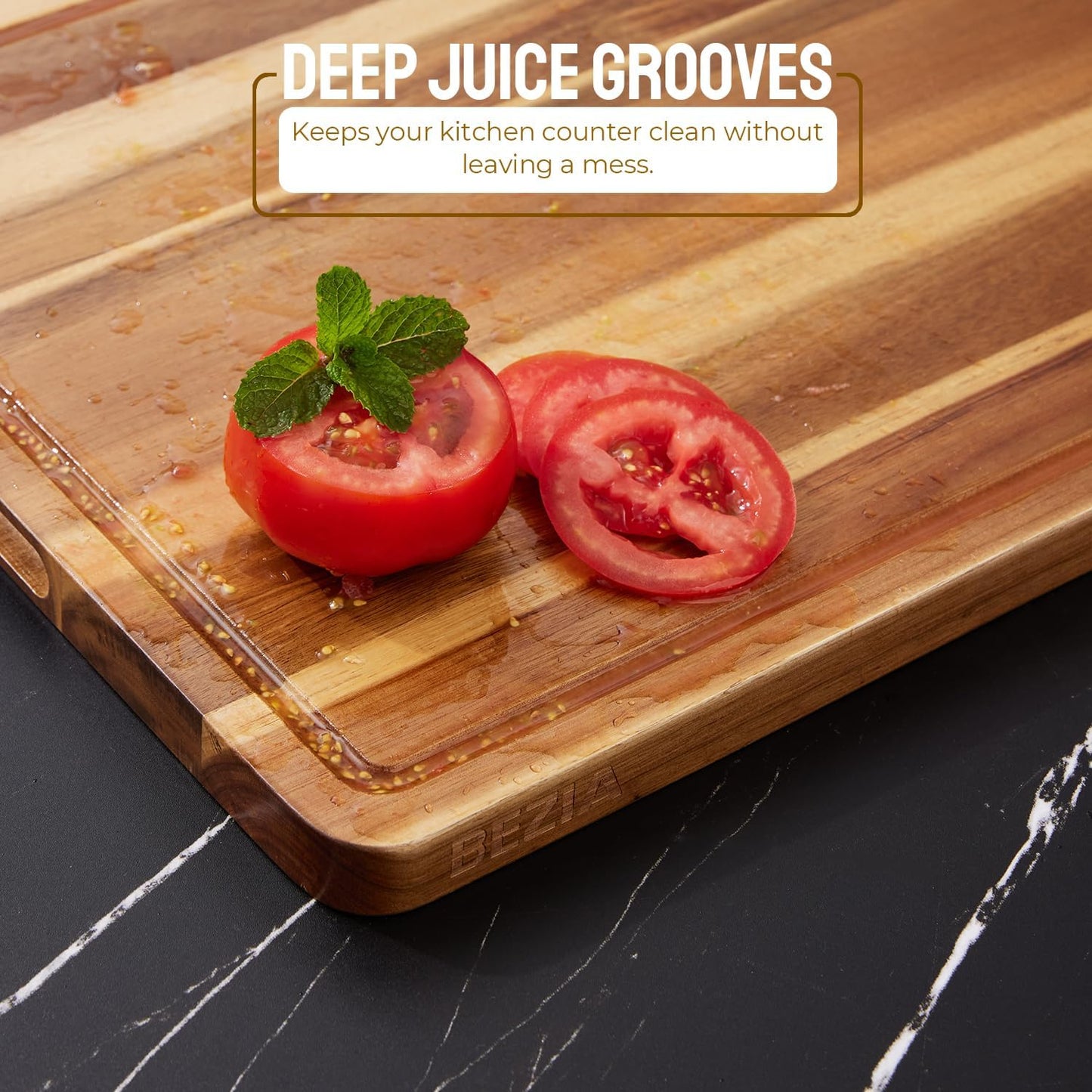 24 x 18 Inch XXL Countertop Cutting Boards - BEZIA Extra Large Chopping Board for Kitchen - Meat Cutting Board for BBQ - Turkey Carving Board - Extra Large Charcuterie Board with Handles, Juice Groove