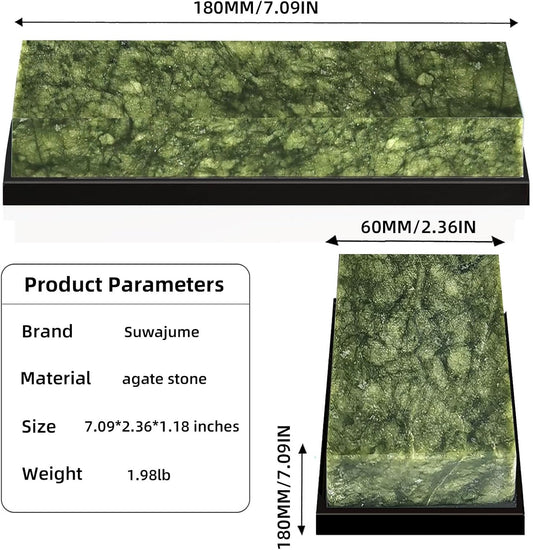 Knife Sharpening Stone,10000 Grit Sharpener Whetstone Final Fine Polishing Natural Green Honing Oilstone for, Knives Tools,Cutting Tools, Angle Guide and Non-Slip Rubber Base (SET-D) ﻿