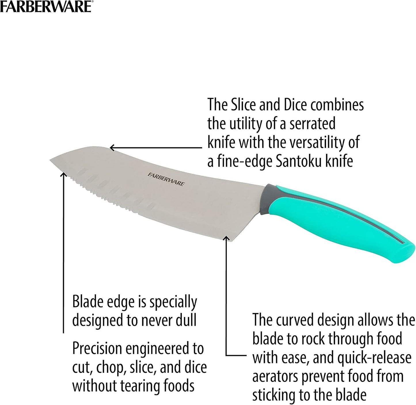 Farberware Precise Slice Utility Knife Set, 3 Piece, Multicolor