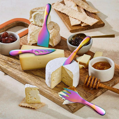 Copper Cheese Knives Set 7 Pieces Stainless Steel Kitchenware Utensils Gadgets 7 Pieces Cheese Knife,Cheese Spreader,Cheese Forks,Cheese Slicer,Cheese Cutter,Butter Knife