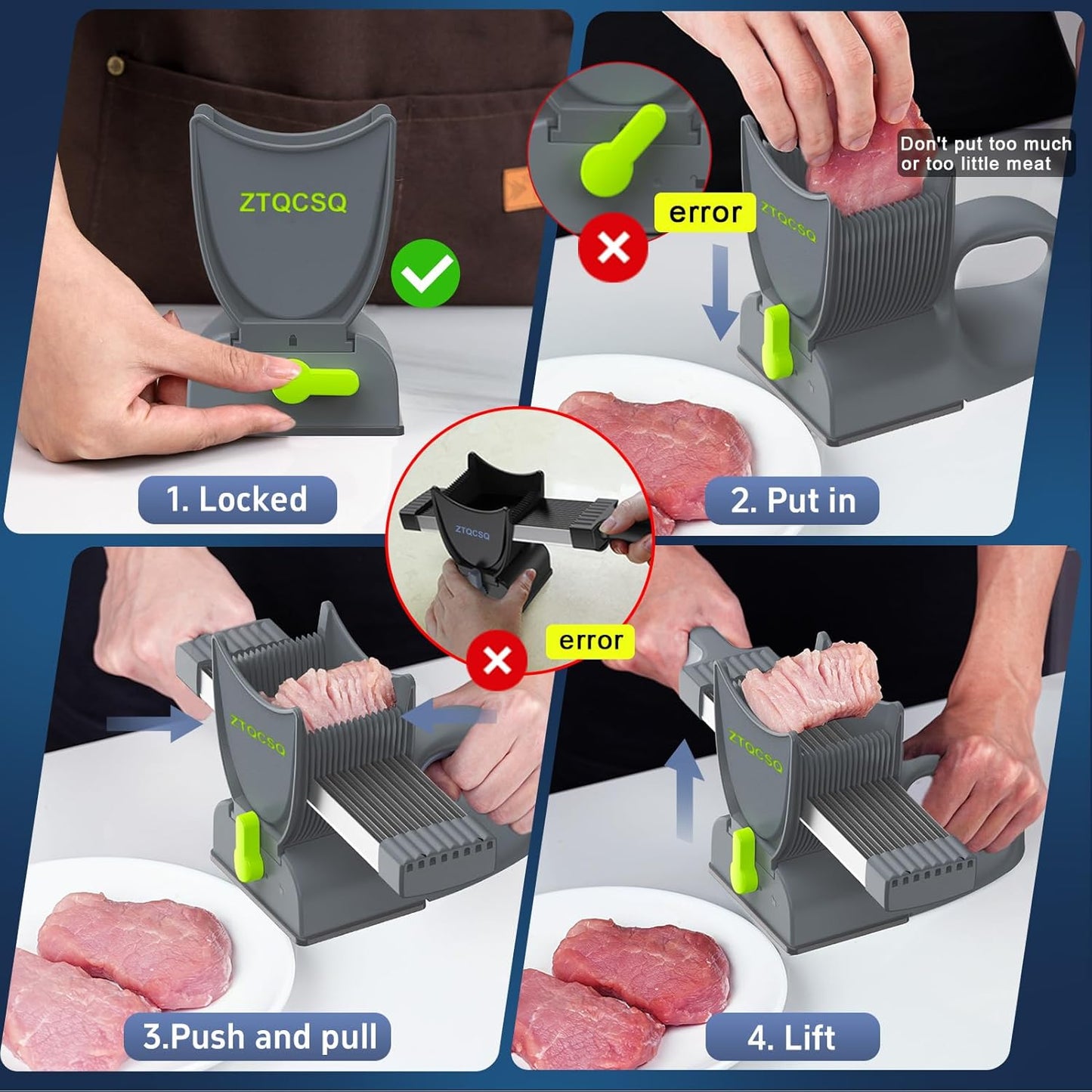 Fresh Meat Slicer Cleaver, Thickness Adjustable 2 or 4 mm, Manual Fresh Meat Cutter, Fresh Meat Slicing Shredding, Fresh Beef Pork Mutton for Home Cooking BBQ Hot Pot Meat Slicer, Meat Cleavers