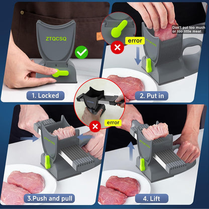 Fresh Meat Slicer Cleaver, Thickness Adjustable 2 or 4 mm, Manual Fresh Meat Cutter, Fresh Meat Slicing Shredding, Fresh Beef Pork Mutton for Home Cooking BBQ Hot Pot Meat Slicer, Meat Cleavers