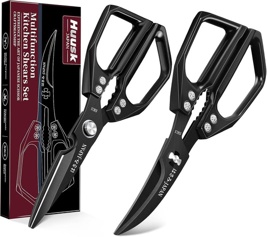 Huusk Kitchen Shears Set, Heavy Duty Poultry Shears, Japanese Kitchen Scissors for Meat, Chicken Bones, and Turkey, Christmas Gifts for Men Women