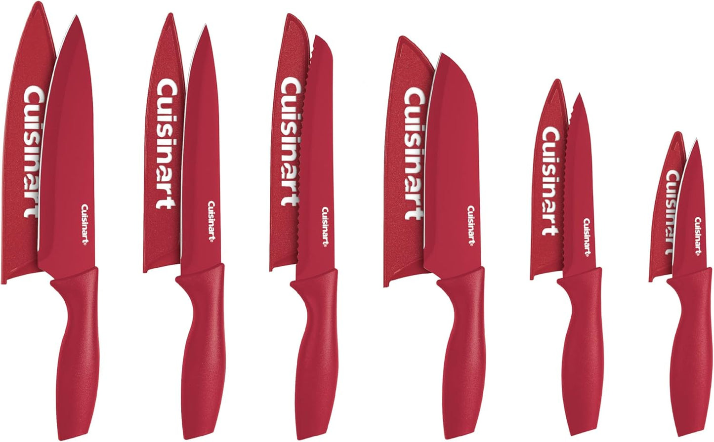 Cuisinart C55-12PCKSAM 12-Piece Ceramic Coated Stainless Steel Knives, Comes with 6-Blades and 6-Blade Guards, Color Coded to Reduce Risk of Cross Contamination, Jewel
