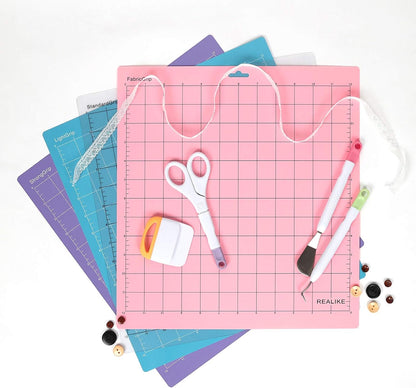 REALIKE 12x12 Lightgrip Cutting Mat Compatible with Cricut Maker 3/Maker 4/Maker/Explore 3/4/Air 2/Air/One(3 Mats), Gridded Adhesive Non-Slip Cut Mat for Crafts, Quilting, Sewing and All Arts