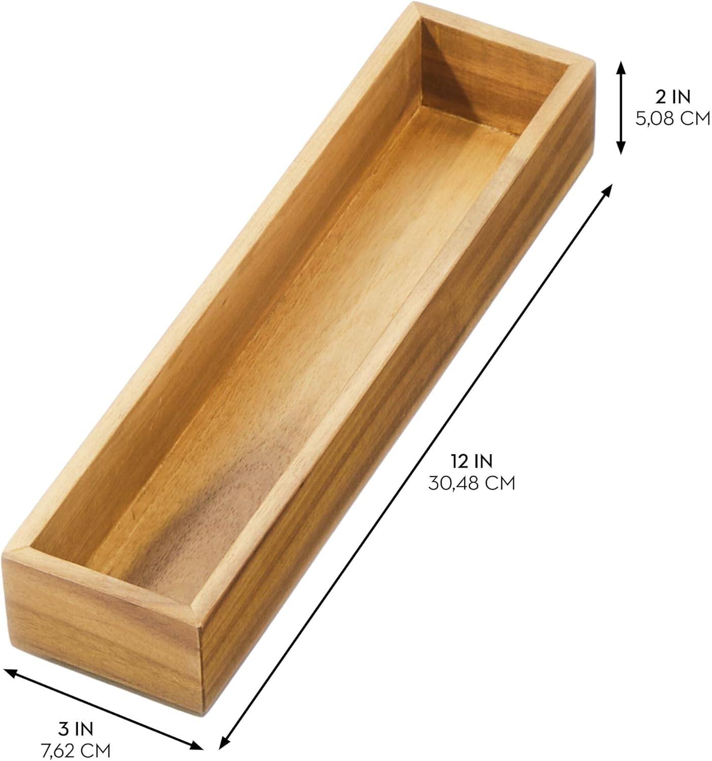iDesign Acacia Wood Kitchen Drawer Organizer - Set of 3 - Natural