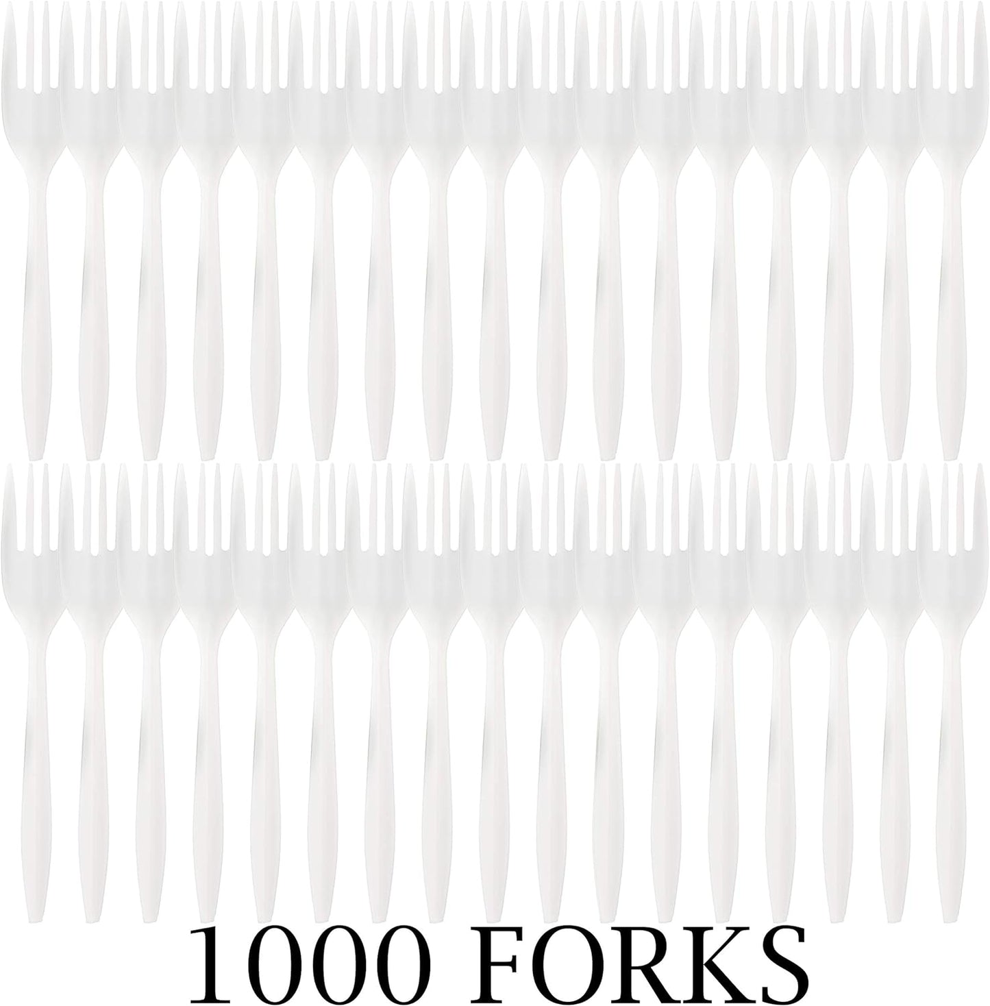 PLASTICPRO Cutlery Plastic Knives Medium Weight Disposable Silverware White (1000 Count)