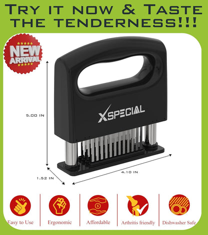 XSpecial Meat Tenderizer Tool 48 Blades Stainless Steel - Kitchen Cooking Gadgets Tools with Ultra Sharp Needle That Makes Steak & Chicken Tender - No More Hammer, Meat Pounder Or Mallet