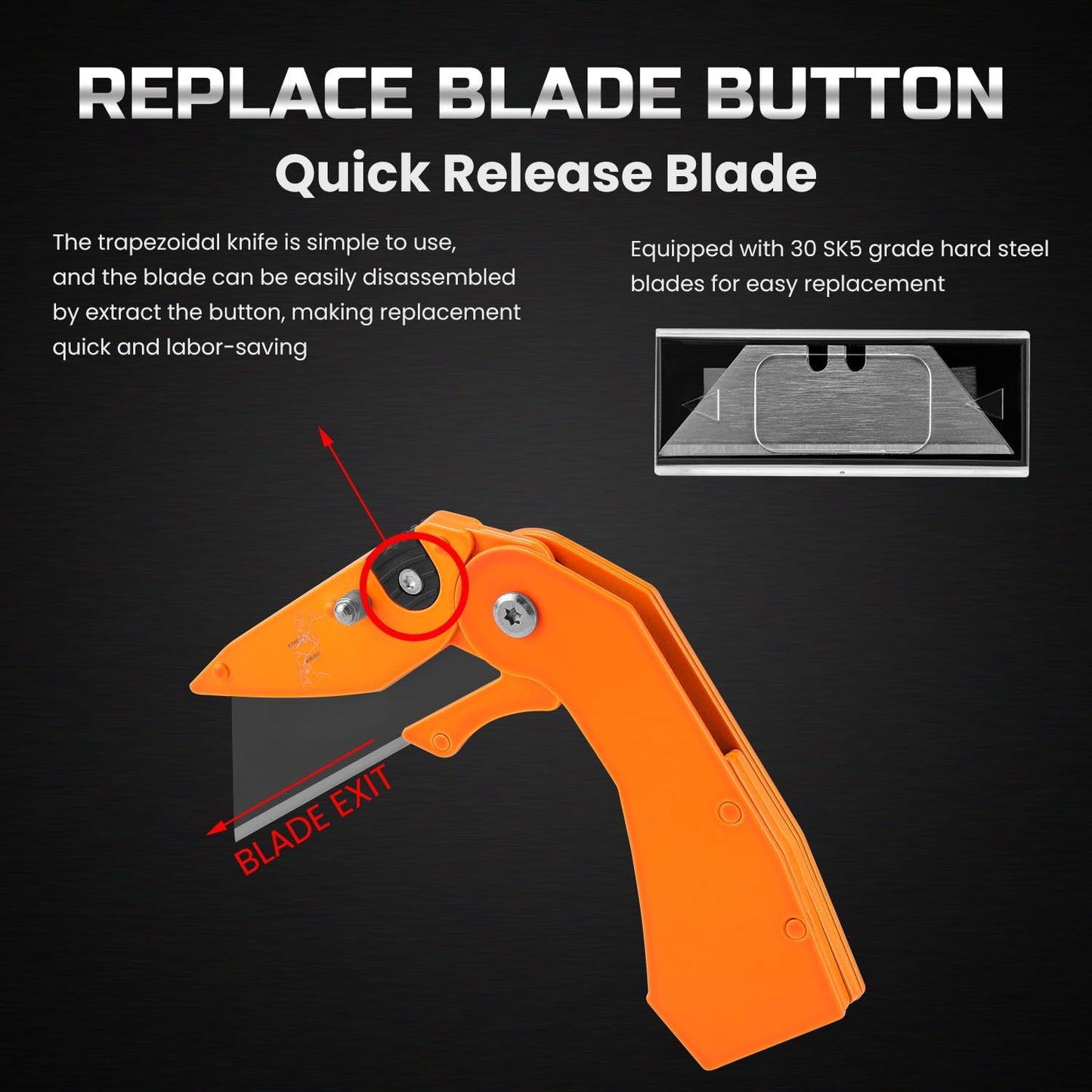 Lichamp 6-Pack Folding Utility Knife, Quick-Change Box Cutter with Razor Blades & Belt Clip, Portable Construction Tool for DIY, Outdoor & Warehouse Use, Black