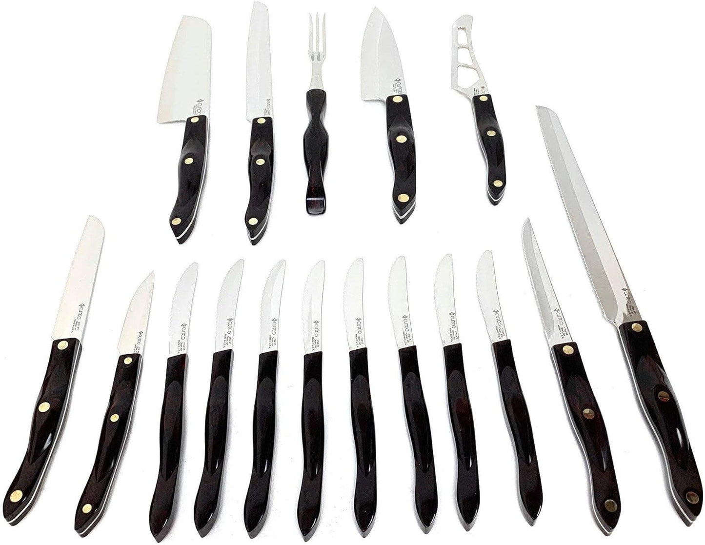 Cutco 19 Pc Kitchen Knife Set Cherry Wood Stand