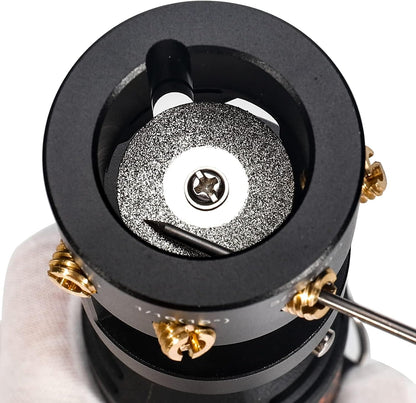 3mirrors ALUMINUM Tungsten Electrode Sharpener Grinder TIG Welding Tool Single Column Open Design w/Cut-Off Slot Multi-Angle &Offsets, Horizontal Hole, 4 Screw Holes &2X CNC Mandrel &5X 25mm Wheels