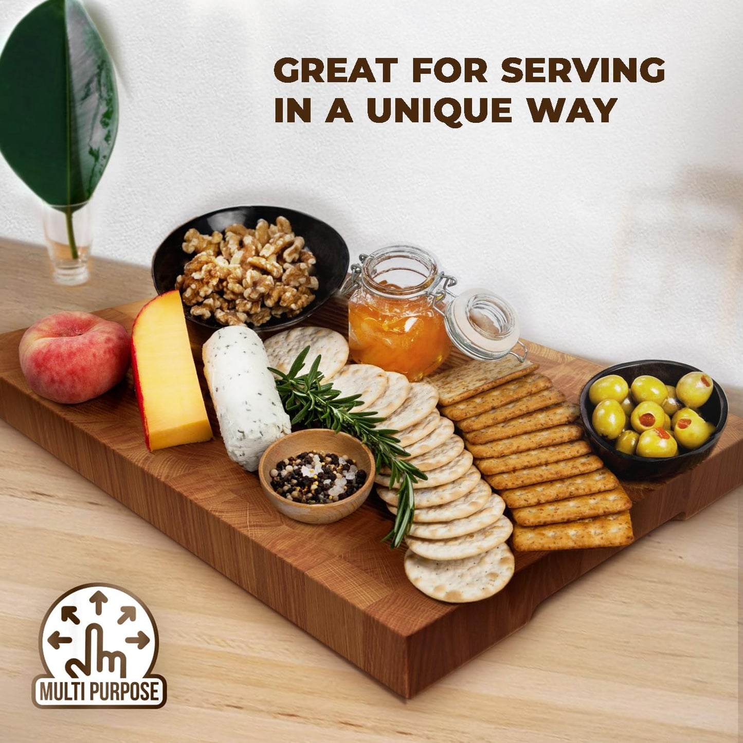 Wooden Cutting Board for Kitchen (16 x 12 In Oak Wood) – Premium Kitchen Chopping Board for Meat Cheese and Vegetables [1.5 in Thick] – Butcher Block Kitchen Essentials for Cooking - End Grain Board