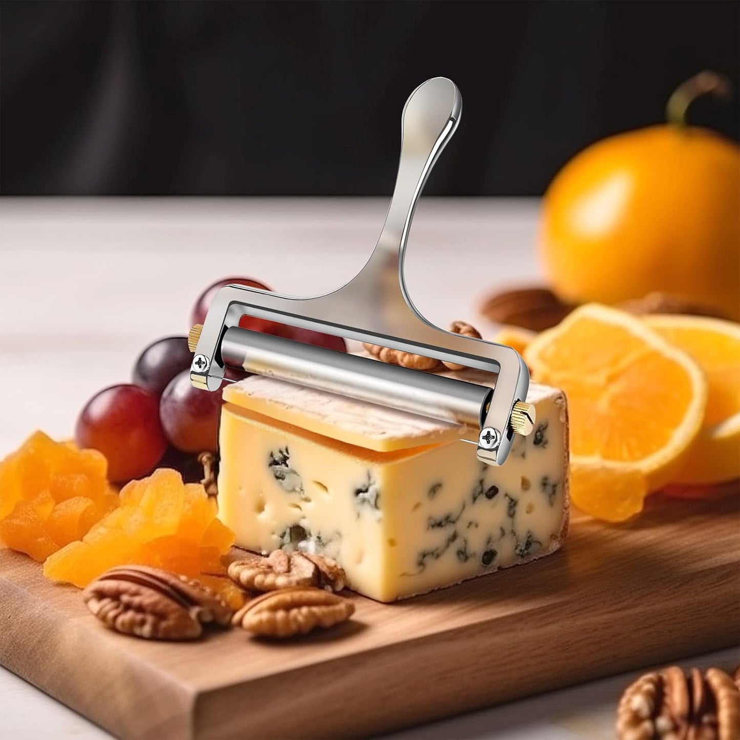 TOPULORS Cheese Slicer - Cheese Cutter - Stainless Steel Wire Cheese Slicer for Mozzarella, Cheddar, Gouda, And More Block Cheese - Heavy Duty Slicer With 1 Extra Replacement Cutting Wire