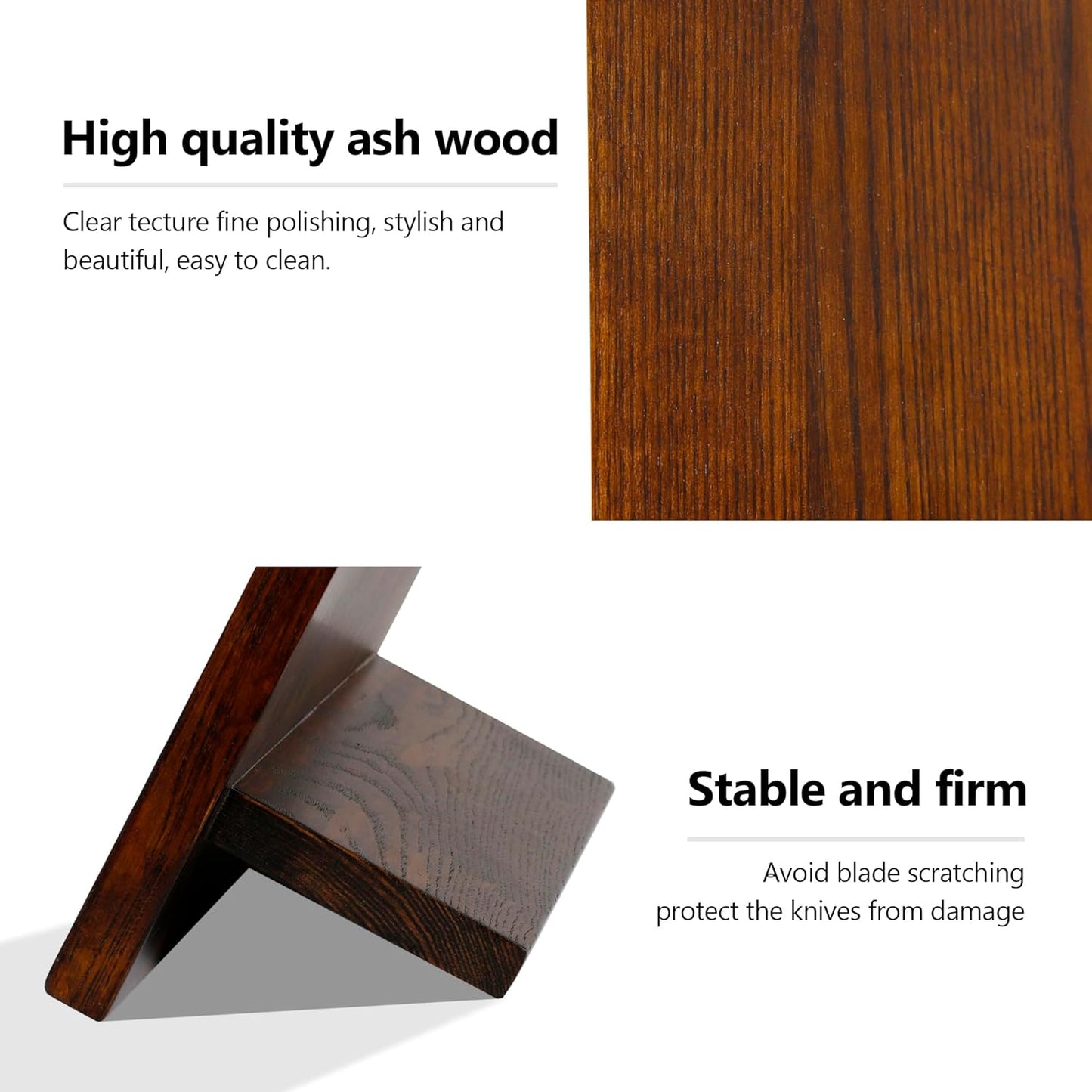 WILDMOK Magnetic Knife Holder, Double Sided Magnetic Knife Block, Ash Wood Rack Magnetic Stands for Multipurpose Storage Knife Holder - 11 x 9.4 Inches