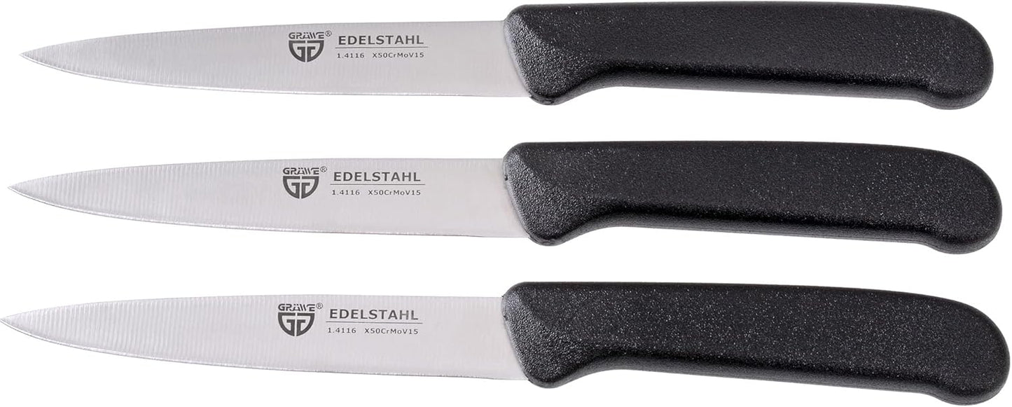 GRÄWE Vegetable Knives Set of 3 Stainless Steel, Multi-Coloured, Super Sharp, Dishwasher Safe