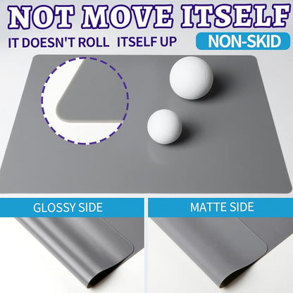 LEOBRO Silicone Mats for Crafts, 2 Pcs 11.69" x 8.26" Silicone Mats for Resin, Paint Clay Play Dough Mat, DIY Arts and Crafts, Light Gray & Clear