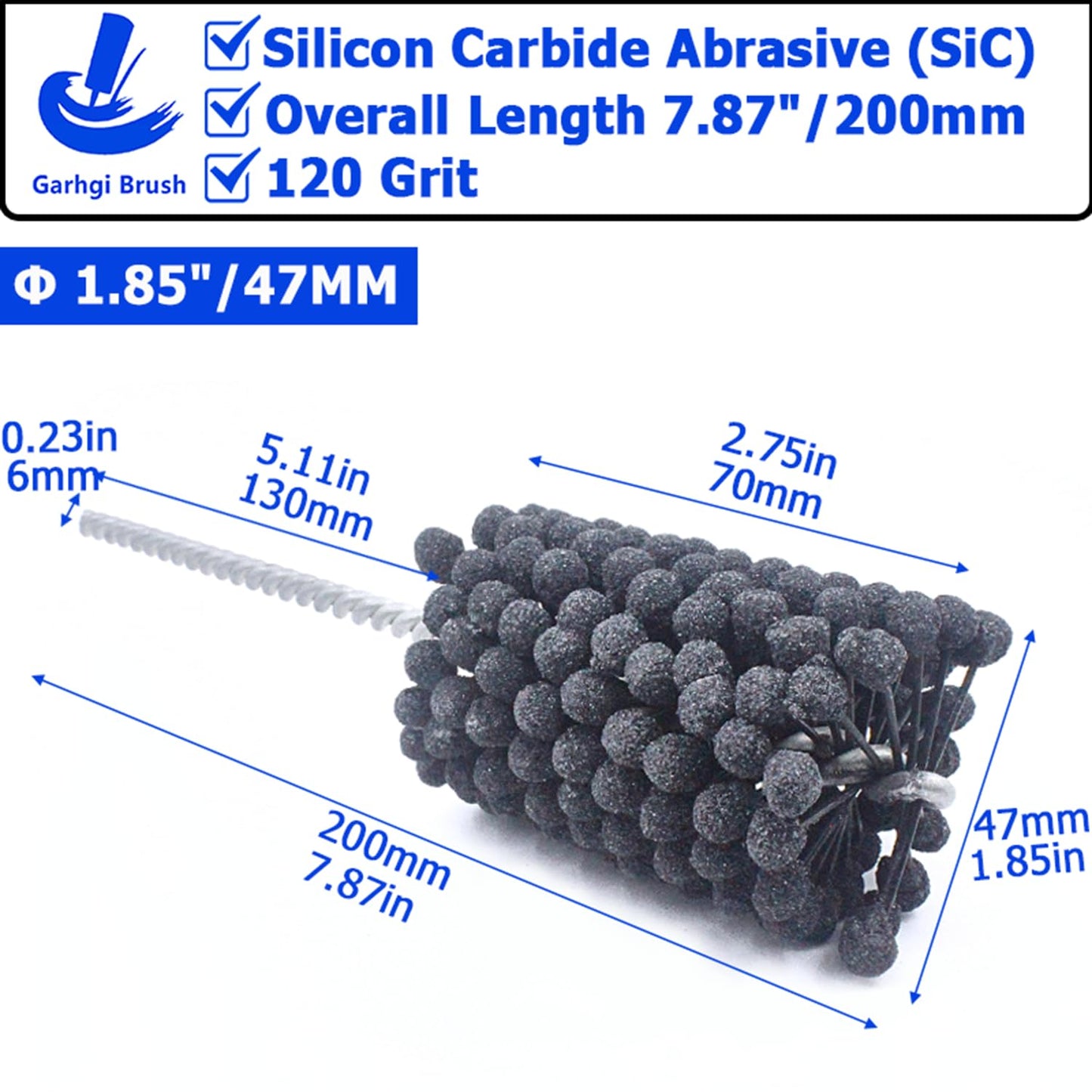 Garhgi 1-3/8" (35mm) Cylinder Honing Brush, 240 Grit Silicon Carbide Nylon Hone Tool, for Engine Cylinder Bore Deburring Finishing Deglazing Cleaning on Metals Steel Cast Iron