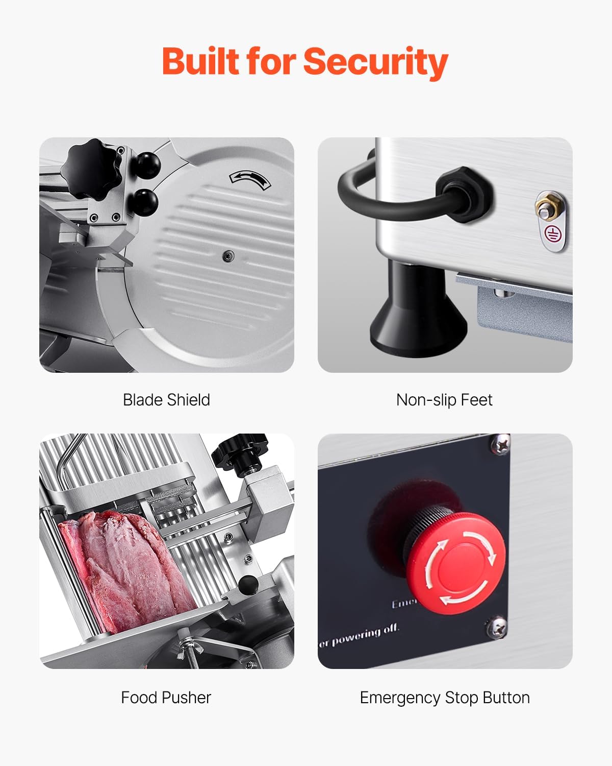 VEVOR Meat Slicer, 7.5 inch 200W Electric Deli Slicer Machine with SUS420 Blade, 0-0.6 inch Adjustable Thickness, ETL Certified Home Food-Slicer for Meat, Ham, Baguett, Steak