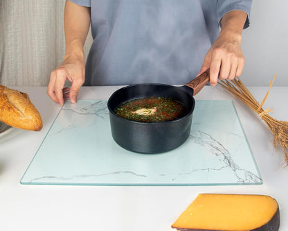 Kitchenville Glass Cutting Board 20”x16”: Tempered Glass Kitchen Counter Protector - Durable- Scratch-Resistant, Heat-Proof - Clear Design