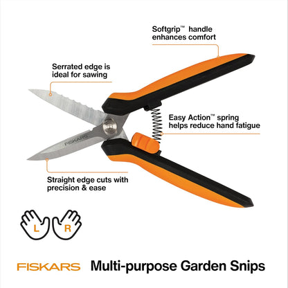 Fiskars Garden Scissors, 7-in-1 Garden Shears Multi-Tool with Sheath, Great for Plant Trimming, Cutting Nursery Pots, Bags, and Wire
