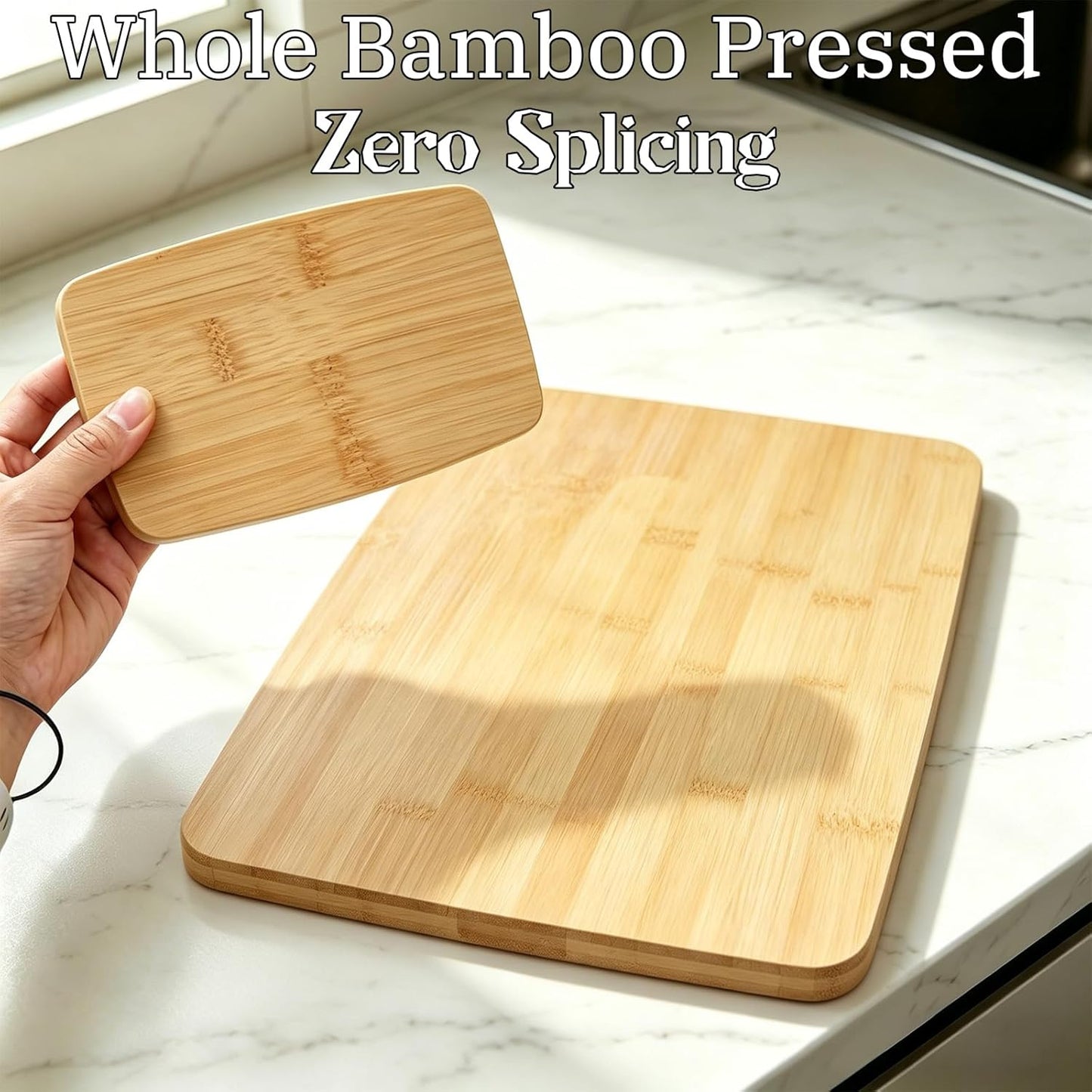 Bamboo Cutting Board Set of 4, Cutting Boards for Kitchen 14"x12", Wide Surface for Meat Vegetable Prep, Double-Sided Wooden Kitchen Cutting Board, Easy to Clean & Maintain