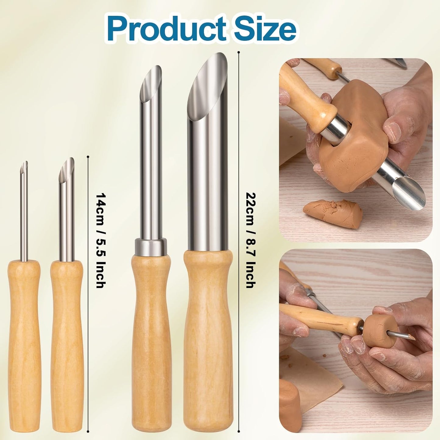 Amrules Clay Tools Kit, 12 PCS Polymer Clay Cutter Tools, Rectangle Shape Acrylic Press Board and Roller Pin Supplies Suitable for Shaping, Carving, Pottery Craft and DIY Projects