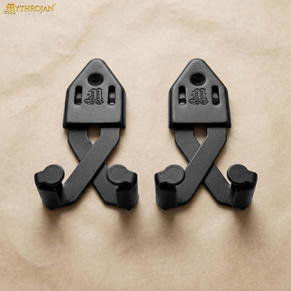Mythrojan Metal Single Sword Wall Mount - 3 Inch Vertical Sword Display Hanger, Adjustable Multifunctional Wall Rack for Sword, Axe & Knives, Decorative Wall Decor (Small)