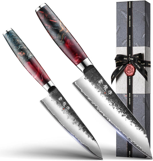Atumuryou Japanese VG10 Core 3-Layer Steel Kiritsuke Knife + Utility Knife