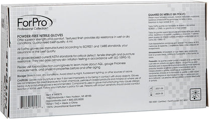 ForPro Disposable Nitrile Gloves, Chemical Resistant, Powder-Free, Latex-Free, Non-Sterile, Food Safe, 4 Mil
