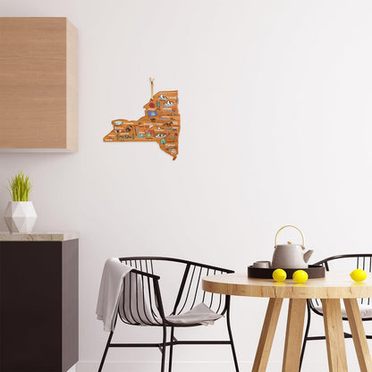 Totally Bamboo Tennessee State Shaped Cutting Board and Charcuterie Serving Platter with Artwork by Fish Kiss, Includes Hang Tie for Wall Display - Colors A