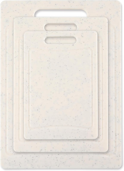 COOK WITH COLOR Non-Slip Cutting Board Set – Kitchen Essentials with Easy Grip Handle for Meat, Veggies, and Fruits, 4 Cutting Boards, Brown