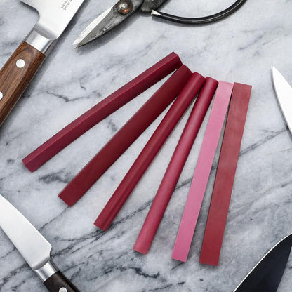 6 Pcs Ruby Sharpening Stone Set 3000# Whetstone Kit Fine Polishing Sharpener Stone for Knife Blade Sharpen Chisel Gouge Tool, 6 Shapes 100mm Length